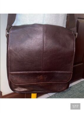 Kenneth Cole Men's Brown Leather Messenger /business bag  shoulder/Crossbody bag